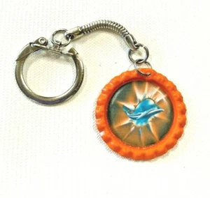 Beautiful Miami Dolphins Bottle Cap Keychain for boys or girls. - Picture 1 of 1