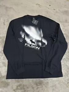 NWT Filson Northern Lights Long Sleeve Moose T Shirt Black Made in USA Outdoors - Picture 1 of 4