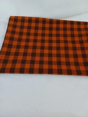3/4 Yard Orange/Dark Brown Cotton Check for Quilting, Sewing, Crafts (44" x 24") - Image 1 of 2