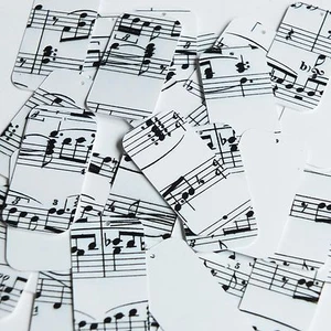 Rectangle Sequin 1.5" Mozart Score Black White Opaque - Picture 1 of 2