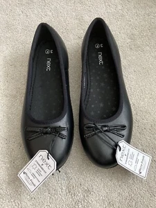 Girls Childs Kids Size 3 F Next Black Leather School Shoes New Bnwt - Picture 1 of 6