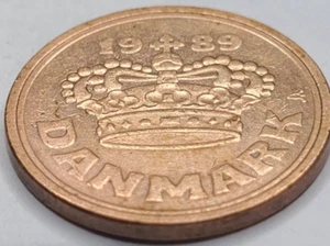 1989 Denmark 50 Ore Coin (FIRST YR IN SERIES) KM-866.1 US SELLER COMBINE SHIP. - Picture 1 of 2
