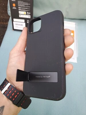 iPhone 14 Plus Case W/ Kickstand 6.7" Hardback Silicone Black Torras 2022 - Image 1 of 4