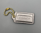Coach Small Hangtag Charm Replacement Necklace Pendant Silver Metallic Leather