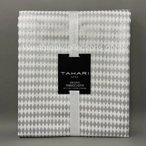 Tahari Plata Metálico Diamante Arlequín Mantel Navidad Elegante 60x104" - Imagen 1 de 6