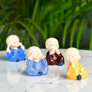 Sowpeace Mini Monk Set of 4 – Resin Table Decor, 3cm, Multicolor, Great Gift - Picture 1 of 7