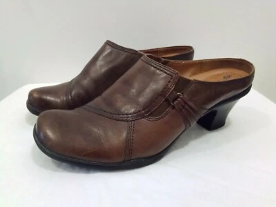 Zapatos clásicos Earth Spirit zuecos Emma cuero marrón tacón de mula para mujer talla 10 Foto 1 de 4