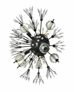 CRYSTAL GLASS WALL SCONCE BLACK SPUTNIK MODERN LIVING ROOM BEDROOM 4 LIGHT 19" - Picture 1 of 8