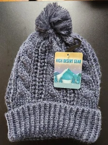 High Desert Gear - Ropa de invierno - Sombrero tejido azul/gris para adultos con pompón - Imagen 1 de 1