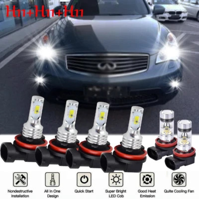 For Infiniti EX35 2008-2010 2011 2012 6X 6000K LED Headlight+Fog Light Bulbs Kit - Image 1 of 4