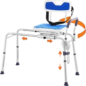 Schiebe Badewanne Transfer Bank Bad Dusche Stuhl mit 360 Grad Drehsitz 400 lb - Bild 1 von 11