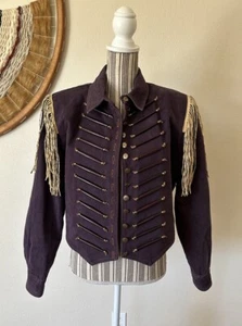 Vintage Double D Ranch Wear Jean Western Fringe Military Jacket Woman's M - Picture 1 of 10