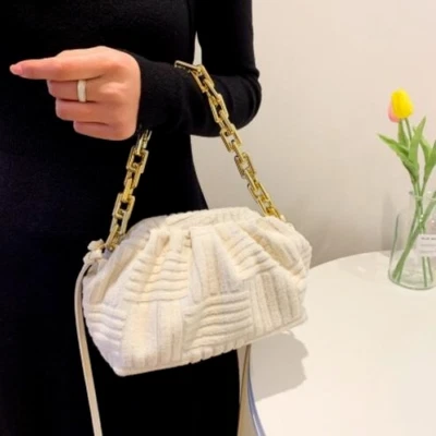 women towel embossed clutch bag handbag clutch bag capacity striped bag - Image 1 of 4
