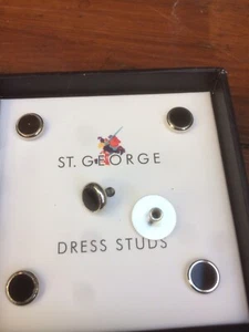 Dress Shirt Studs in Chrome with a black Onyx insert by St George - Picture 1 of 11