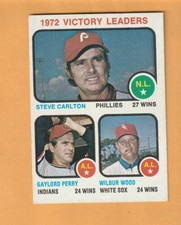 Steve Carlton Gaylord Perry Wilbur Wood 1973 Topps #66 Victory Leaders 7B