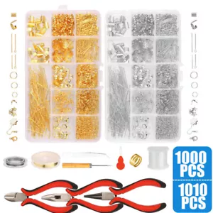 Kit para hacer joyas herramientas de reparación de cuentas pasador suministros artesanales cuentas hágalo usted mismo plata oro - Imagen 1 de 15