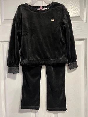Roupa de moletom de veludo preto Girls-Juicy by Juice Couture ~ 2 tamanhos - Imagem 1 de 4
