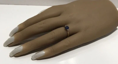 ANILLO VINTAGE ORO AMARILLO 10K SIMULADO ZAFIRO Y PERLA DAMAS TALLA 6.25 Foto 1 de 4