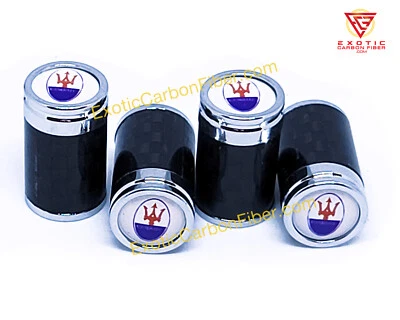 Tampas de válvula de pneu de fibra de carbono logotipo colorido Maserati - presente perfeito! - Imagem 1 de 2