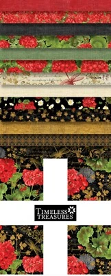 Timeless Treasures Scarlet Beauty 10 Inch Squares Cotton Quilt Fabric Bundle - Image 1 of 4