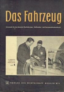 Das Fahrzeug Zeitschrift für KFZ Stellmacher und Karosserie DDR 1954 Heft 1