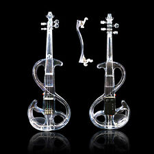 Electric Violin 4/4 Transparent Crystal Acrylic Body with Led Light violin bow