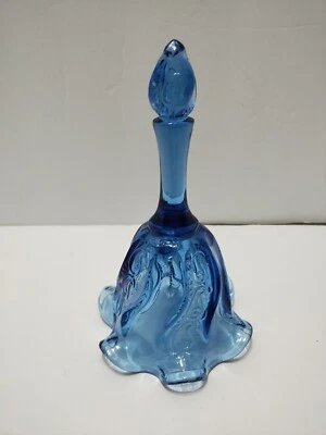 Vintage Blue Fenton Bell Swirl Glass Design 7 Inch Elegant Unique Beautiful  - Image 1 of 4