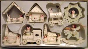 Juego de juguetes de madera vintage para árbol de Navidad decoración en miniatura 1961-1980 Alemania - Imagen 1 de 8