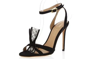 Womens Kurt Gieger Black Suede Ankle Strap High Heels Sandals Size 6.5 New - Picture 1 of 5