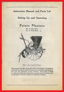 Instruction Manual & Parts List IH McCormick-Deering No 3 & 4 Potato Planter - Picture 1 of 15