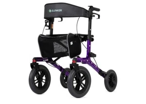 ELENKER All-Terrain Rollator Walker w/Seat, Non-Pneumatic Tire 12" Wheels Purple - Picture 1 of 8