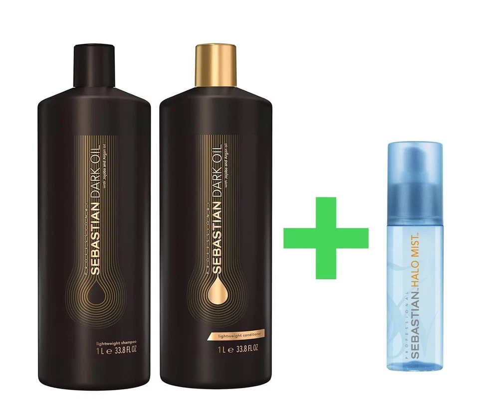 Champú y acondicionador Sebastian Dark Oil 33,8 oz y niebla de halo 3,4 oz Foto 1 de 1