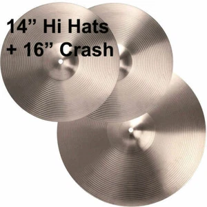 Cymbal Set 14" Hi Hats + 16" Crash Cymbal Pack DP Drums 14", 16" Cymbals - Picture 1 of 1