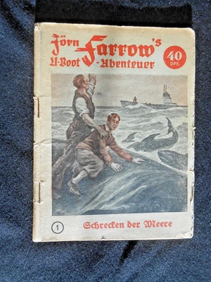 ROMANHEFT  "JÖRN FARROW´S U-BOOT-ABENTEUER " NR. 1 "SCHRECKEN DER MEERE" NA 1951 - Bild 1 von 3