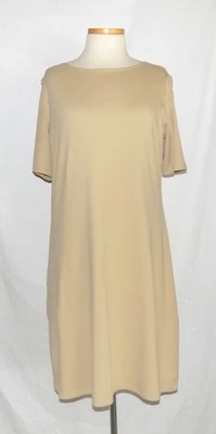 Vestido TravelSmith Manga Curta Elástico Camelo-Bege Comprimento do Joelho Estilo Shift G NOVO - Imagem 1 de 4