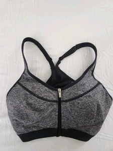 Victoria's Secret VSX Sport Knockout-BH mit Reißverschluss vorne 32C Push-up Fitnessstudio schwarz/grau/weiß - Bild 1 von 5