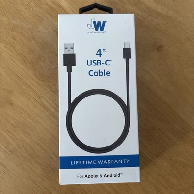 Just Wireless 4' TPU Type-C to USB-A Cable - Black - Image 1 of 4