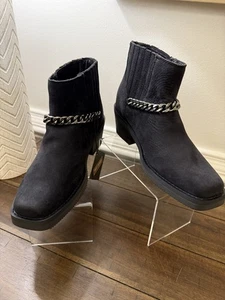 Harley Davidson Women's Korsen Chain Black Leather Ankle Boots Size 7.5 - Picture 1 of 13