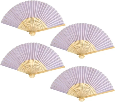 Pack de 4 ventiladores plegables portátiles de papel y bambú para boda P Foto 1 de 4