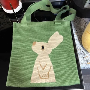 Bunny Rabbit tote bag borsa a tracolla in maglia shopping bag borsetta design entrambi i lati - Foto 1 di 2