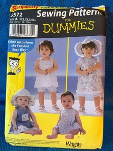 Simplicity Sewing Pattern Girls Dress Pinafore Panties and Hat Size XXS-S  5572 - Picture 1 of 5