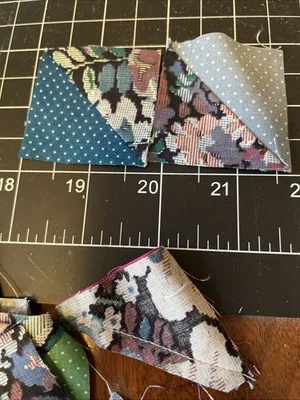 Large Lot Of Triangles Sewn Together To Make 2” Squares Quilting Fabric 200+ - Image 1 of 4