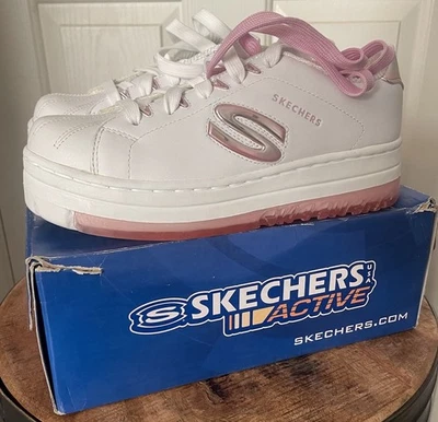 NEW NOS Vintage 90s Skechers JR Sweets Active Shiny Pink Chunky White 9 Shoes - Image 1 of 4