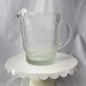 Old Indiana Clear Glass Tree Bark Ice Pattern Vintage 8" Water Pitcher w Ice Lip - Picture 1 of 6