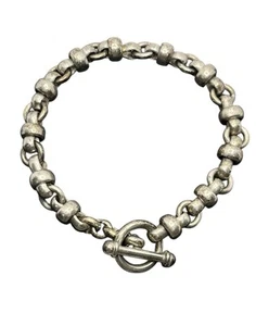 Sterling Silber Rolo Glieder Knebelverschluss Handarbeit Kette Armband Vintage - Bild 1 von 14