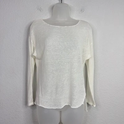 Feel The Piece Shirt Women OS White Linen Blend Long Sleeve Coastal Boho Neutral - Image 1 of 4