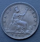 1860 Victoria Half Penny Beaded Border  Victorian Coin Lot G84