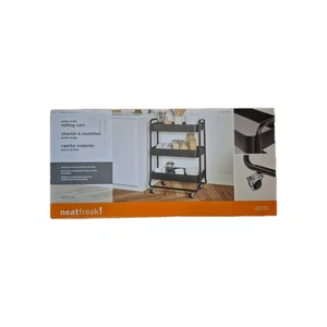 Neatfreak 3-Tier Extra-Wide Rolling Cart  organize clutter in any room Black new - Picture 1 of 3