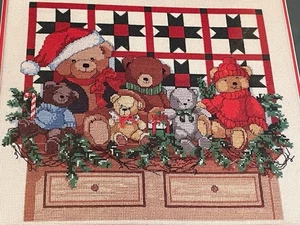 Vtg Christmas Teddies Designs for the Needle Counted Cross Stitch Kit 1986 New - Picture 1 of 4