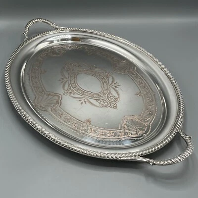 Bandeja grande antigua de plata para servir mayordomo asas Sheffield calidad inglesa Foto 1 de 4
